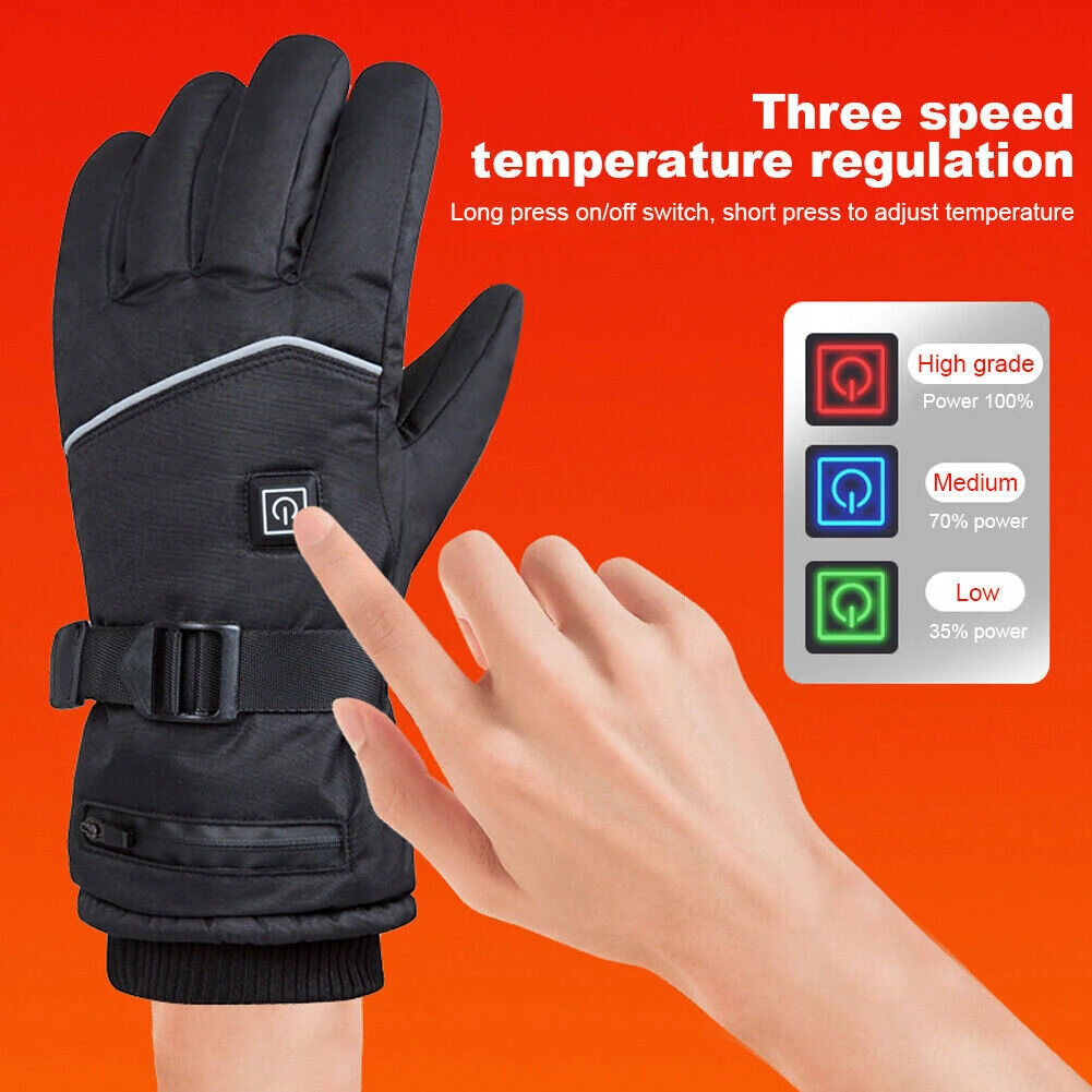 (image for) TENGOO Winter Heated Gloves Motorcycle Waterproof Gloves Heated Heating Warm Work Gloves Thermal Heated Outdoors Cycling Ski Gloves Battery Heated Gloves